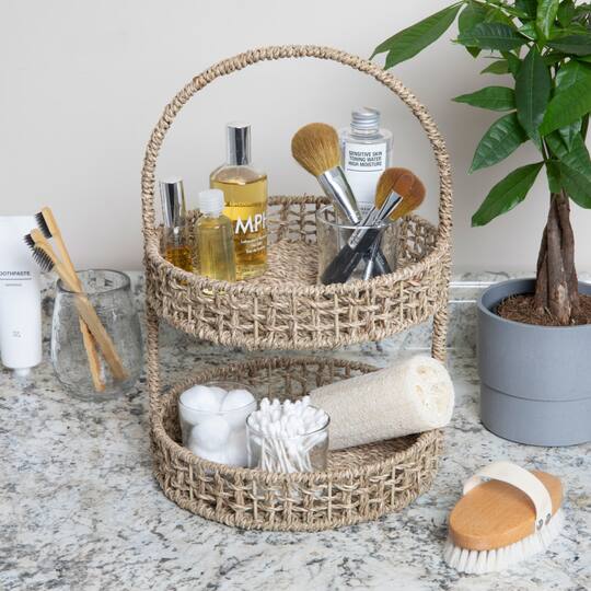 Household Essentials 15" Seagrass 2-Tier Tray